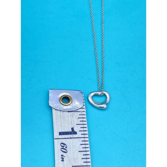 Authentic Tiffany & Co Elsa Peretti Small Open Heart Pendant Necklace 16" - Picture 7 of 11